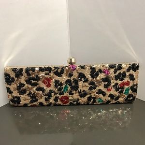 Kate Spade Holiday Gold/Black Sequence Clutch